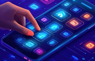 Poster - Smart home control app interface on a smartphone screen