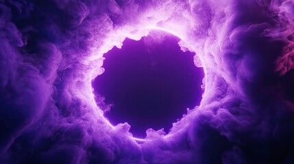 Aufkleber - A glowing purple circle light surrounded by a dark purple smoky cloud.