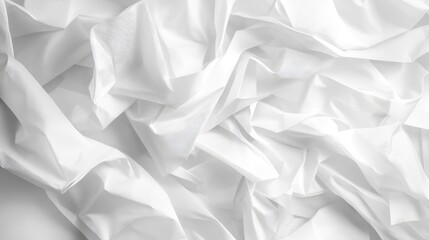 Poster - Elegant White Fabric With Creases and Pleats Offering a Soft Texture in a Studio Environment Suitable for Backgrounds and Textiles Photography