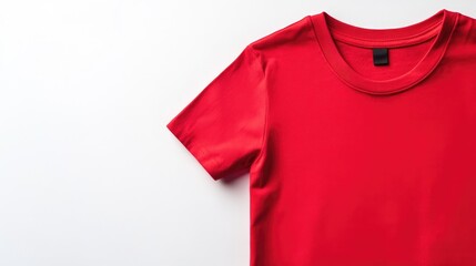 Poster - Vibrant Red T-Shirt on White Background, Simple and Minimalist Design Ideal for Fashion or Apparel Concepts, Showcasing Comfort and Style in Clothing Photography
