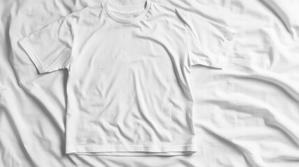 Poster - Plain White T-Shirt Laid on Smooth Fabric Background for Minimalist Fashion and Stylish Apparel Photography Projects