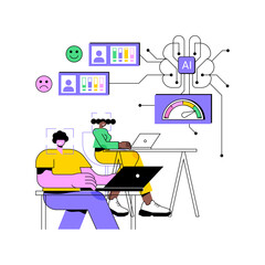 Poster - AI-Powered Employee Engagement Analysis abstract concept vector illustration.