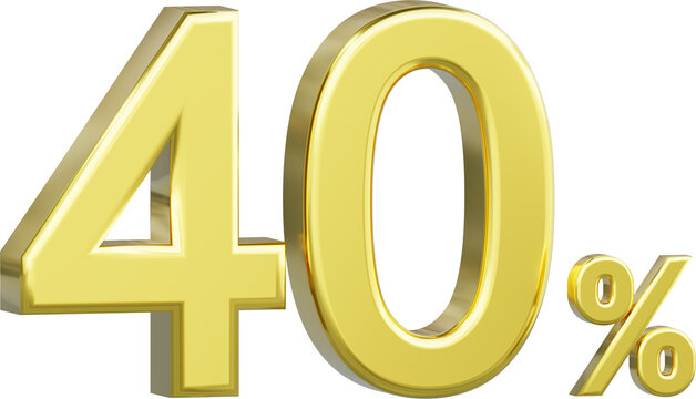 Gold Sale 40%, Golden Percent Off Discount Sign