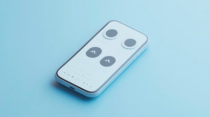 Poster - Minimalist 3D of a modern smartphone device with a music app interface displayed on the screen The design features simple clean shapes and a sleek contemporary aesthetic