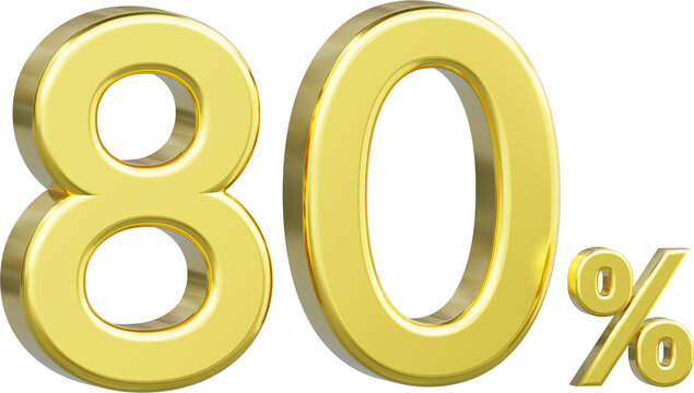 Gold Sale 80%, Golden Percent Off Discount Sign
