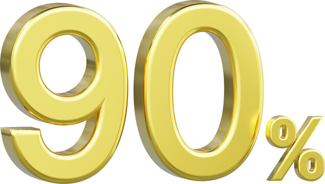 Gold Sale 90%, Golden Percent Off Discount Sign