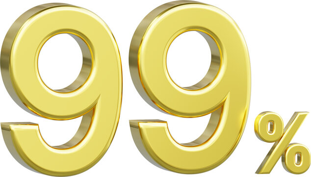 Gold Sale 99%, Golden Percent Off Discount Sign