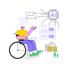 Poster - AI-Enhanced Accessibility Services abstract concept vector illustration.