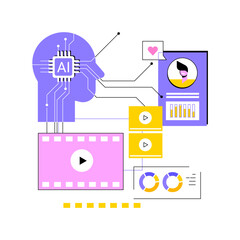Poster - AI-Enhanced Content Recommendation abstract concept vector illustration.