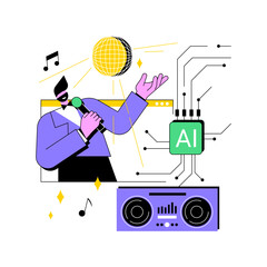 Poster - AI-Backed Virtual Performances abstract concept vector illustration.