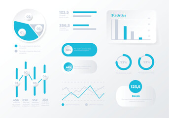 Poster - This image showcases various statistical graphics and charts. Vector illustration