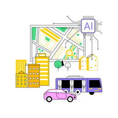 Poster - AI-Optimized Urban Planning abstract concept vector illustration.