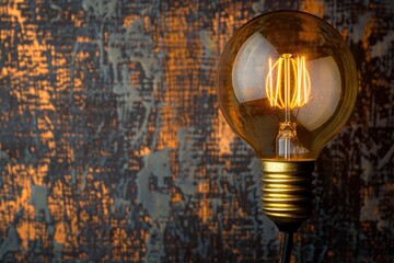 Poster - A light bulb sits atop a wooden table, ready for use