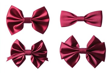 Wall Mural - Four red bow ties arranged neatly on a white background