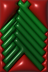 Aufkleber - Abstract background with green inflated stripes on red background, 3D rendering illustration