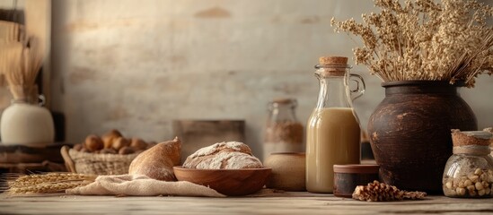 Poster - Tabletop setup featuring various artisanal items against a softly blurred background ideal for lifestyle photography