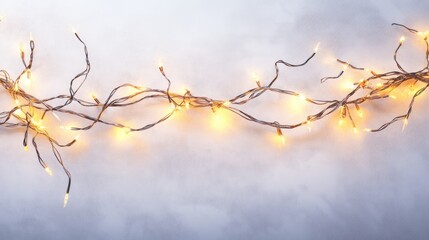 Poster - Warm light garlands on a white background showcasing festive decorations made using modern technology