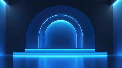 Poster - Sleek Neon Blue Gradient Background for Premium Product Displays and Elegant Interior Design Ideas