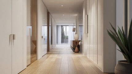 Poster - Modern minimalistic interior design featuring subtle accents presenting an ultra photorealistic appearance akin to a real photograph ideal for design award submissions and modern living spaces