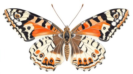 Wall Mural - realistic butterfly with intricate wing patterns on a pristine white background