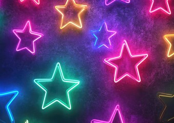 Poster - Glowing Neon Stars Background