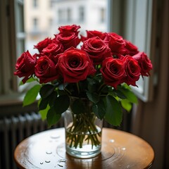 Aufkleber - bouquet of roses in a vase