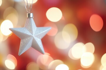 Poster - Blurred background featuring a white star for a festive card design suitable for holidays like Valentine s Day or Christmas