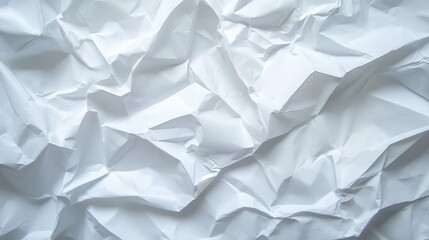 Poster - Crumpled white paper texture background featuring abstract shapes providing ample space for text
