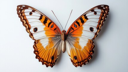 Wall Mural - realistic butterfly with intricate wing patterns on a pristine white background