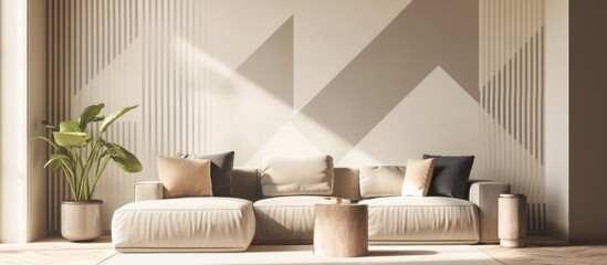 Poster - Modern 3D abstract painting featuring geometric stripes designed as wallpaper for living room backgrounds and wall coverings