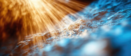 Aufkleber - Abstract blurred background in shades of blue and brown resembling sunlight streaming through an opening in the ground