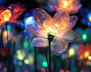 Poster - Vibrant electronic floral lights