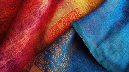 Poster - Brightly colored textiles showcase a stunning transition from red to blue hues
