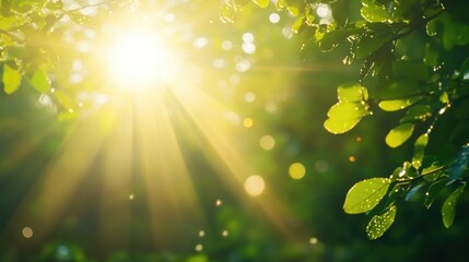 Poster - sunlight with unique lens flare effects creating a radiant atmosphere enhanced by rays and highlight