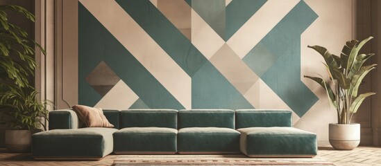Poster - Modern 3D abstract painting featuring geometric stripes designed as wallpaper for living room backgrounds and wall coverings