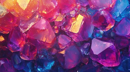 Poster - Vibrant multicolor gemstones create a luxurious and surreal background ideal for decorative use textiles fabrics blankets curtains and various online and print applications