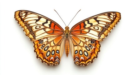 Wall Mural - realistic butterfly with intricate wing patterns on a pristine white background