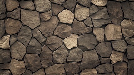 Poster - Round stone wall texture featuring varying sizes and shades of gray white and black ideal for use as a background or design template