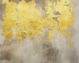 Poster - Chemistry Inspired Wall Texture with Gold Oil Paint on Canvas Featuring Yellow Graffiti and Watercolor Elements Merging Luxury Art and Vintage Paper Splash Effects
