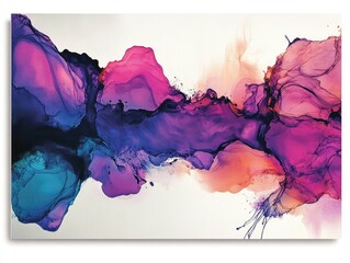 Poster - Colorful Fantasy Stone Artwork Elegant Multi Hued Poster with Artistic Blots Subtle Black Elements and Tranquil Ink Display