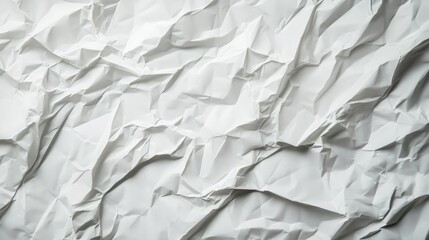 Poster - Crumpled white paper texture background featuring abstract shapes providing ample space for text