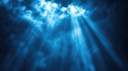 Poster - blue fantasy rays against a dark backdrop