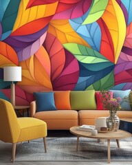 Poster - Colorful Cartoon Decorative Wallpaper Background Easy to Customize Colors 2D Design