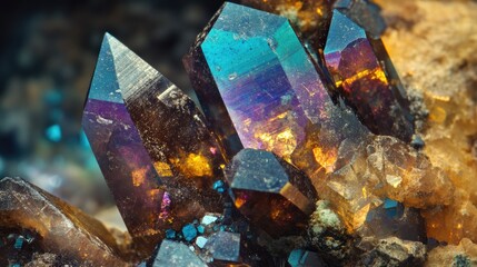 Poster - close up view of naturally formed multicolored crystals