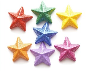 Wall Mural - Colorful stars isolated on a white background