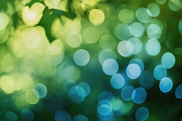 Aufkleber - Bokeh circles in shades of green and blue create a captivating background effect