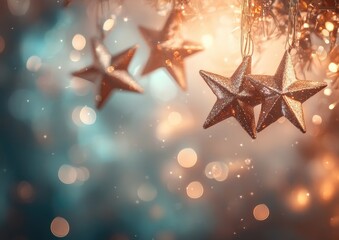Poster - fantasy inspired shimmering stars on a soft bokeh backdrop