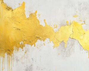Poster - Chemistry Inspired Wall Texture with Gold Oil Paint on Canvas Featuring Yellow Graffiti and Watercolor Elements Merging Luxury Art and Vintage Paper Splash Effects
