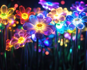 Poster - Vibrant electronic floral lights