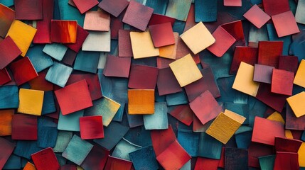 Poster - Scattered squares on an abstract geometric background featuring a unique artistic style ideal for decorative interior design and special decorations
